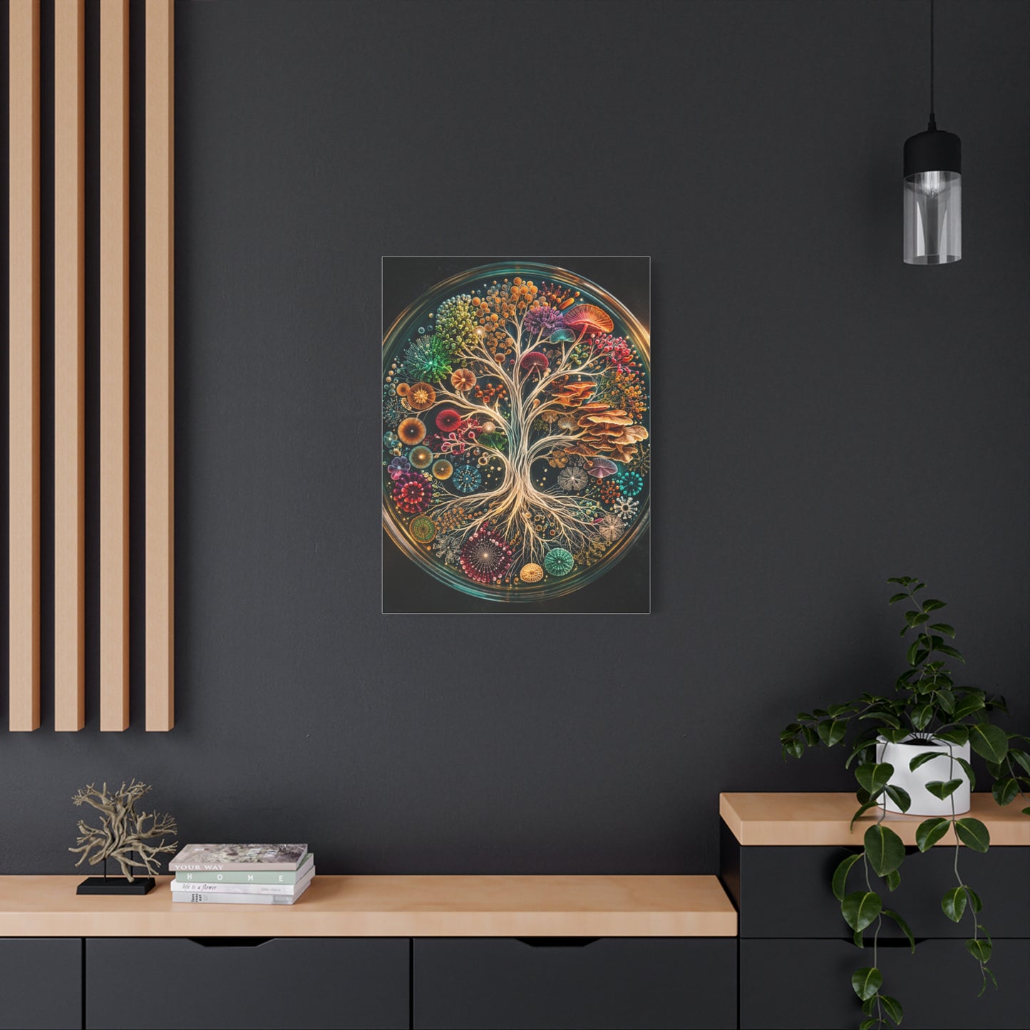 Luminous Bio-Art Fungal Tree Petri Study Wall Art & Canvas Print