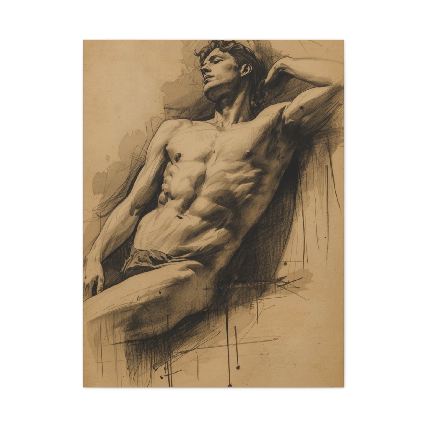 Charcoal Expression Male Study Wall Art & Canvas Print