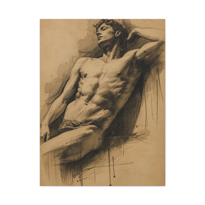 Charcoal Expression Male Study Wall Art & Canvas Print