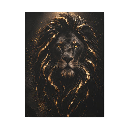 Black & Gold Lion Royal Portrait Wall Art & Canvas Print