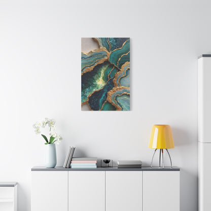 Malachite Emerald & Gold Geode Abstract Wall Art & Canvas Print