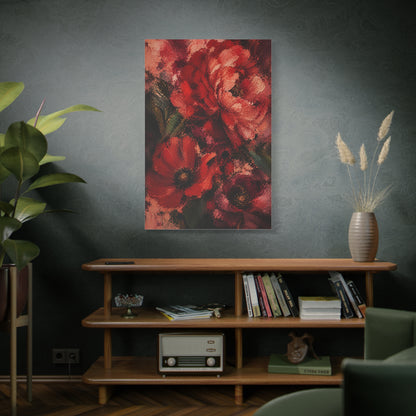 Red Impressionist Floral Composition Wall Art & Canvas Print