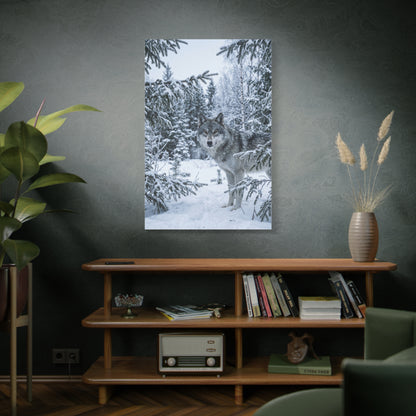 Winter Forest Wolf Natural Encounter Scene Wall Art & Canvas Print