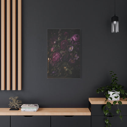 Dark Floral Still Life Candlelight Wall Art & Canvas Print