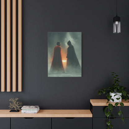 Batman vs Superman Foggy Standoff Poster Wall Art & Canvas Print