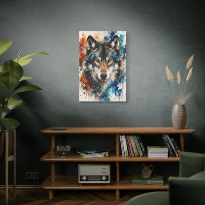 Watercolor Splash Wolf Expression Portrait Wall Art & Canvas Print