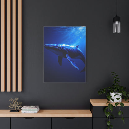 Majestic Blue Whale in Deep Ocean Light Wall Art & Canvas Prints
