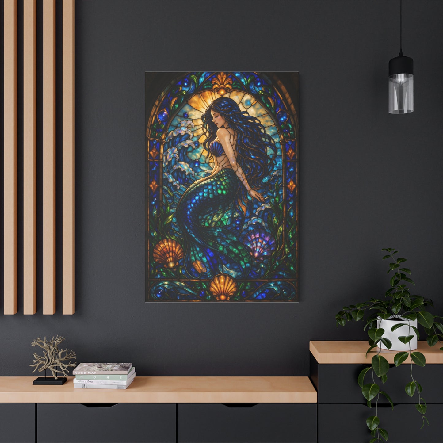Stained Glass Ocean Siren Wall Art & Canvas Print