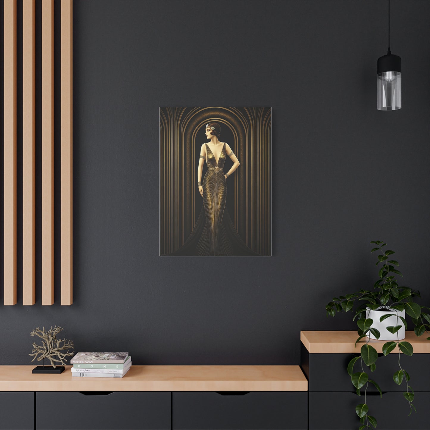 Golden Archway Elegance Woman Wall Art & Canvas Prints