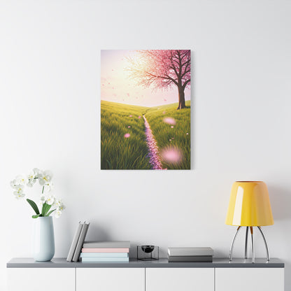 Dreamy Sakura Petal Meadow Path Wall Art & Canvas Prints