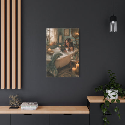Vintage Bath Mermaid Reading Wall Art & Canvas Print