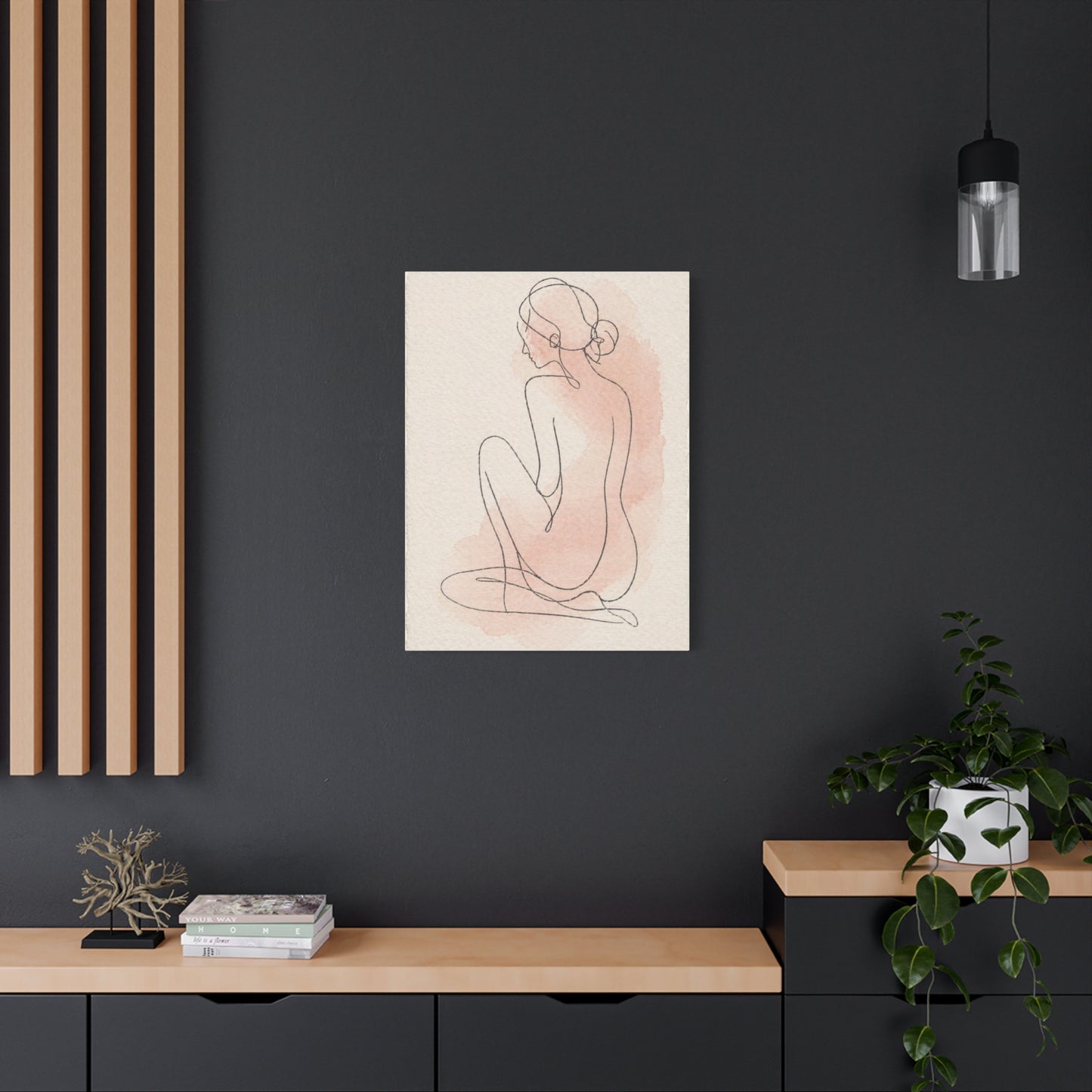 Minimal Blush Line Figure Wall Art & Canvas Print