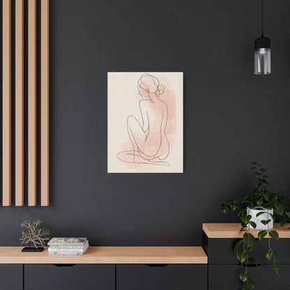 Minimal Blush Line Figure Wall Art & Canvas Print