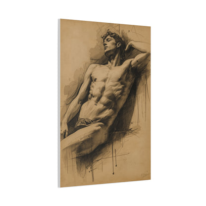 Charcoal Expression Male Study Wall Art & Canvas Print