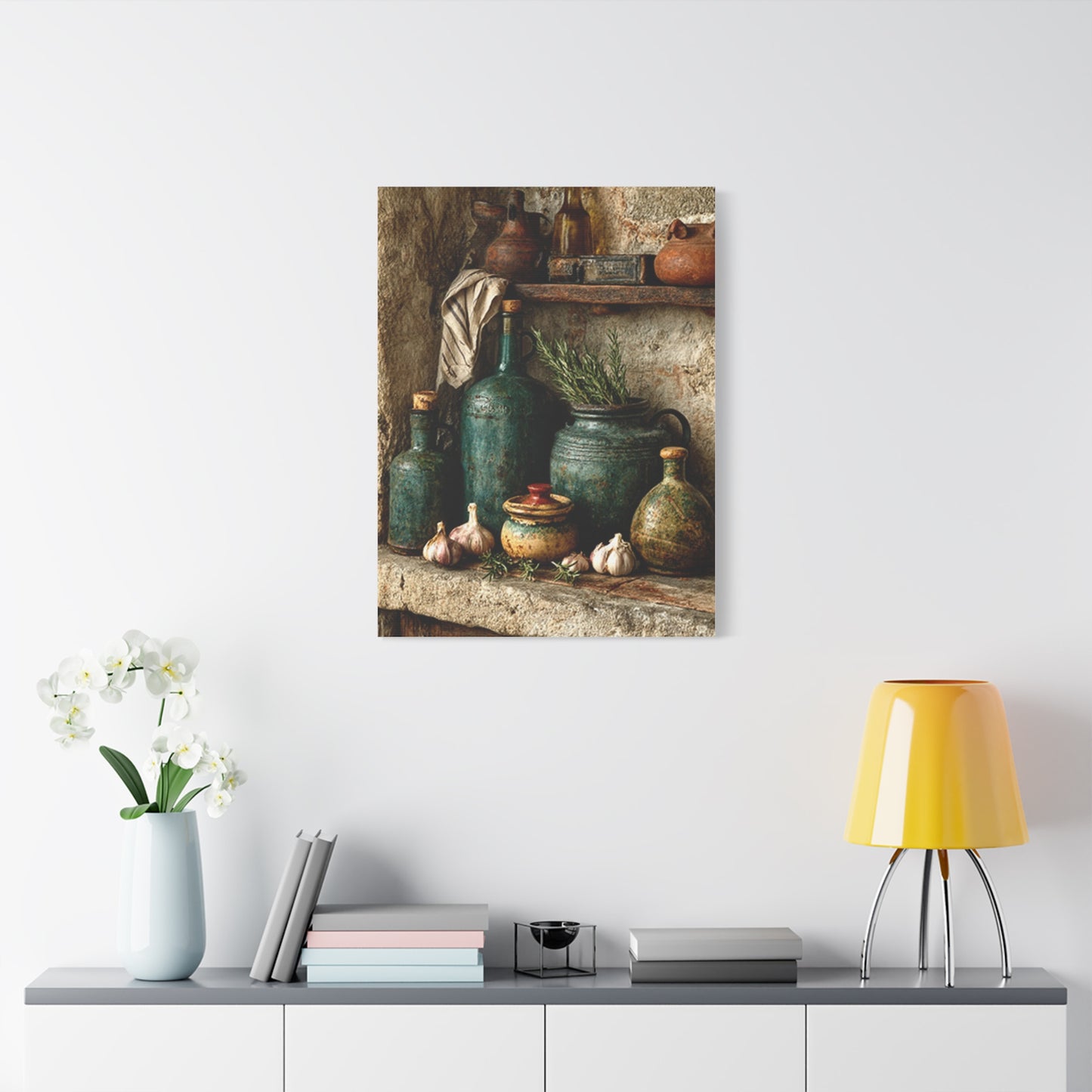 Rustic Ceramic Pantry Shelf Still Life Wall Art & Canvas Print