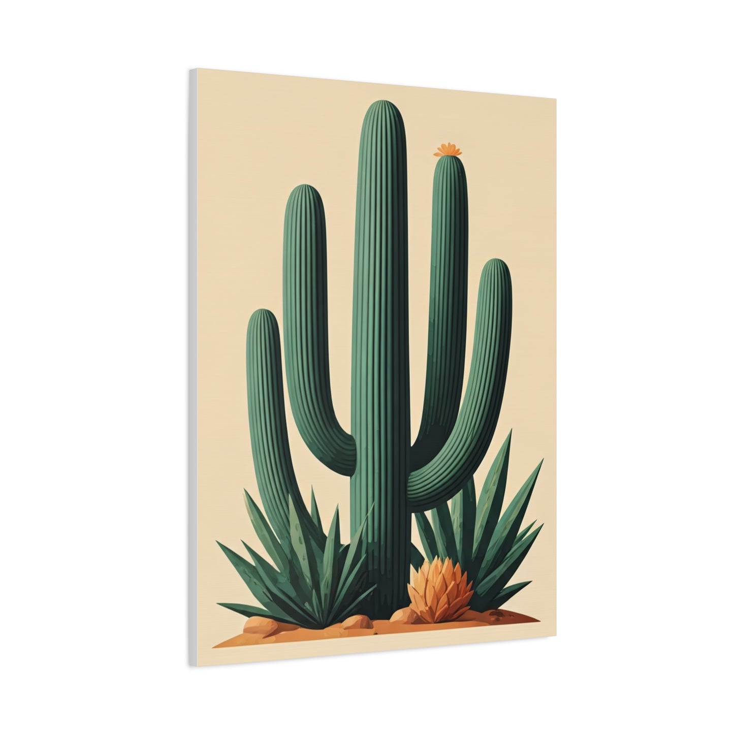 Desert Botanical Saguaro and Agave Composition Wall Art & Canvas Prints