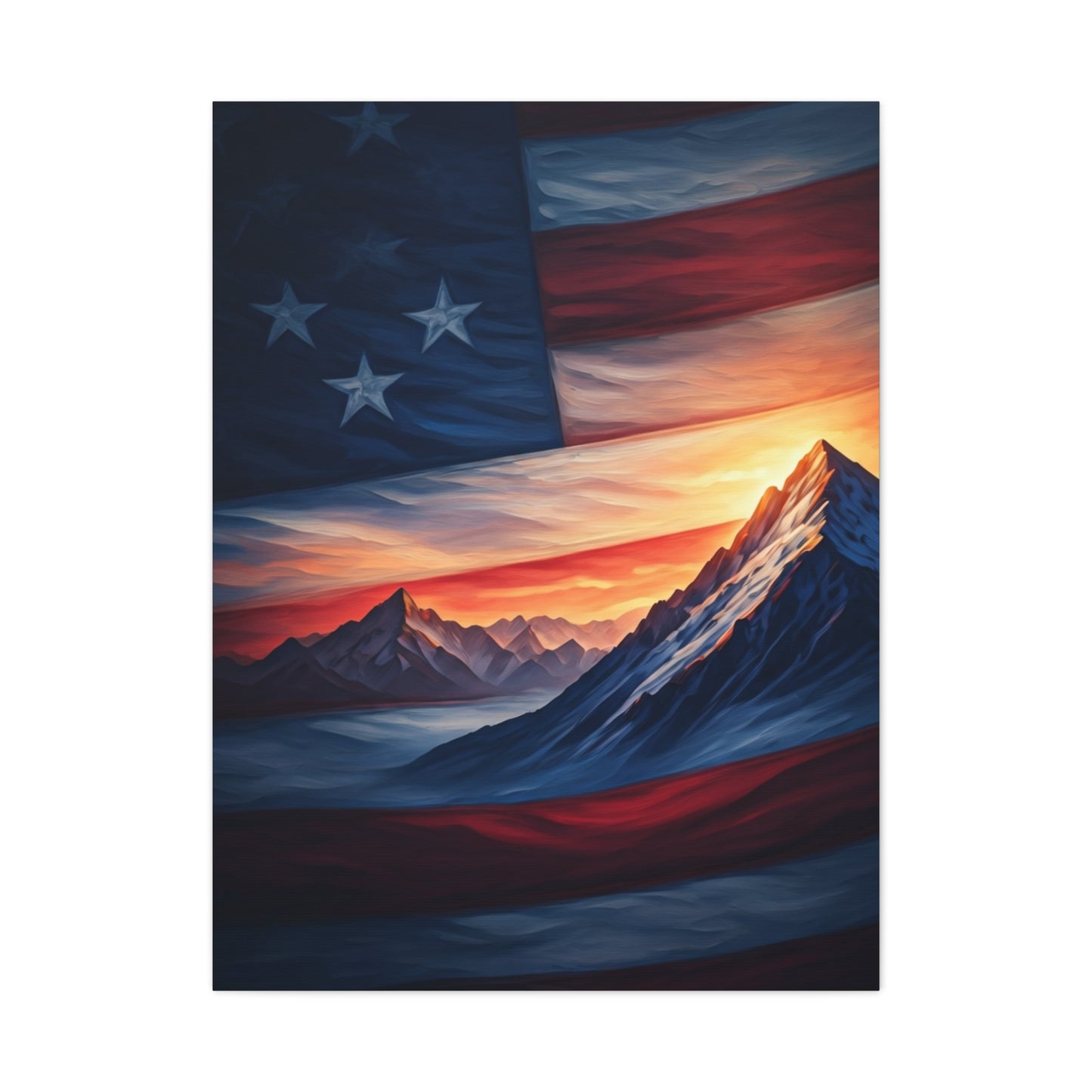 Mountain Horizon American Flag Tribute Wall Art & Canvas Prints