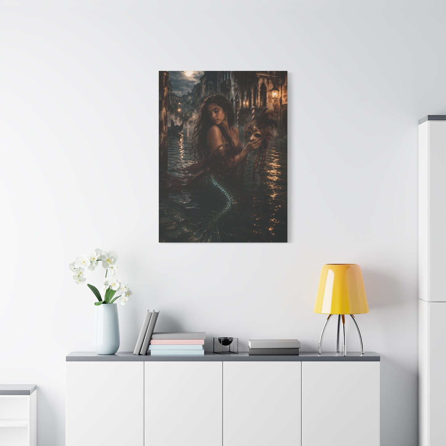 Venetian Moonlight Mermaid Mystery Wall Art & Canvas Print
