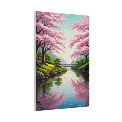 Sakura River Garden Reflection Wall Art & Canvas Prints