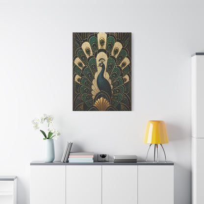 Art Deco Peacock Fan Composition Wall Art & Canvas Print
