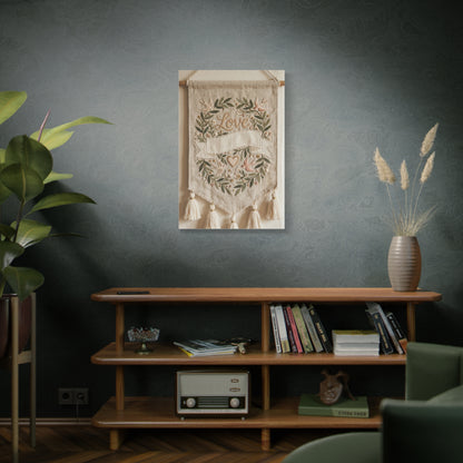 Bohemian Love Embroidered Textile Banner Wall Art & Canvas Print