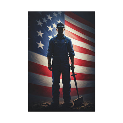 Soldier of Honor Before the Flag Wall Art & Canvas Prints