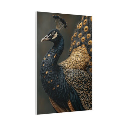 Black and Gold Peacock Elegance Wall Art & Canvas Print
