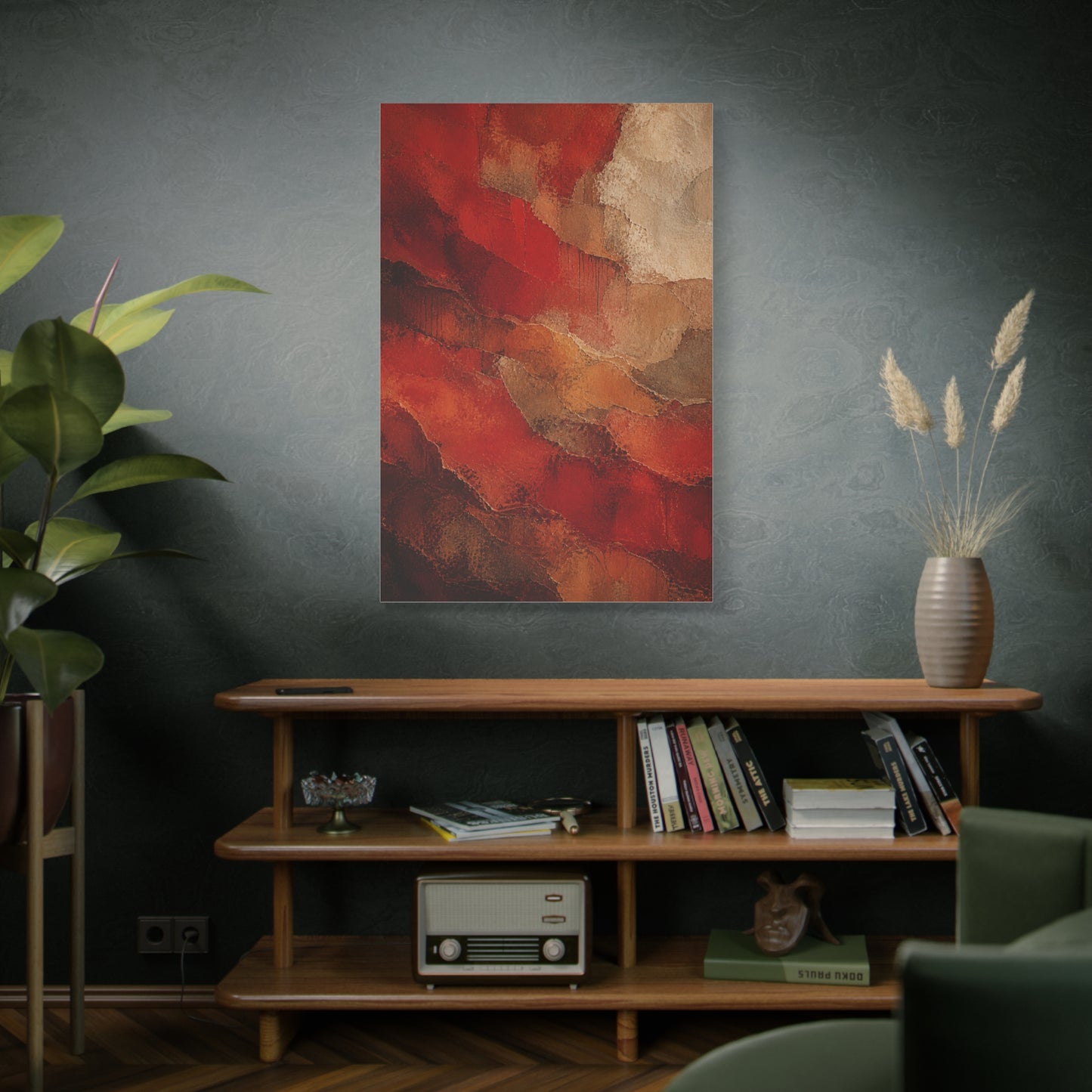 Earthy Layered Red Terrain Abstraction Wall Art & Canvas Print