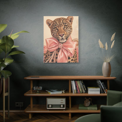 Coquette Leopard Pink Bow Portrait Wall Art & Canvas Print