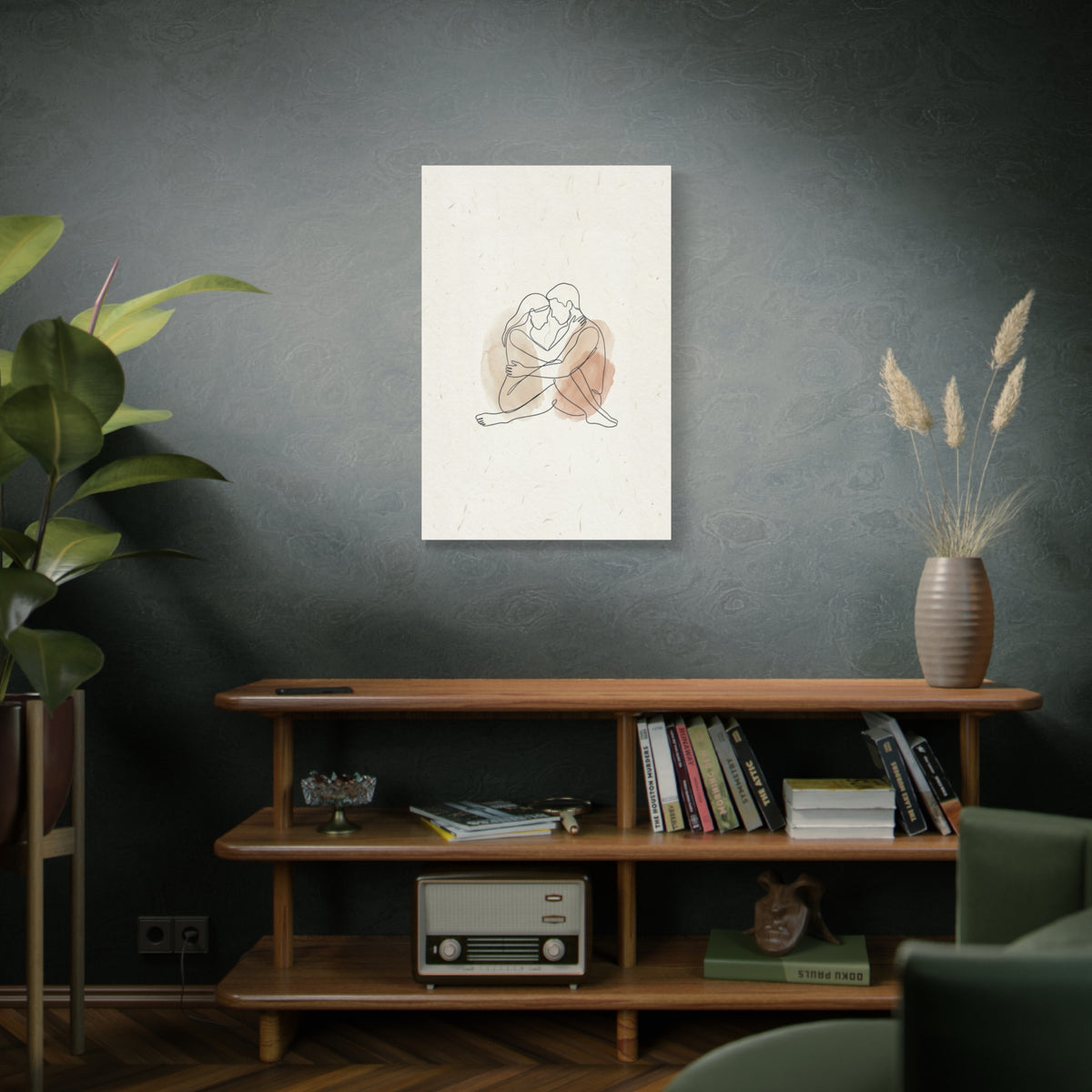 Minimal Line Art Intimate Embrace Wall Art & Canvas Print