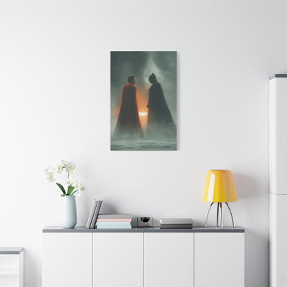 Batman vs Superman Foggy Standoff Poster Wall Art & Canvas Print