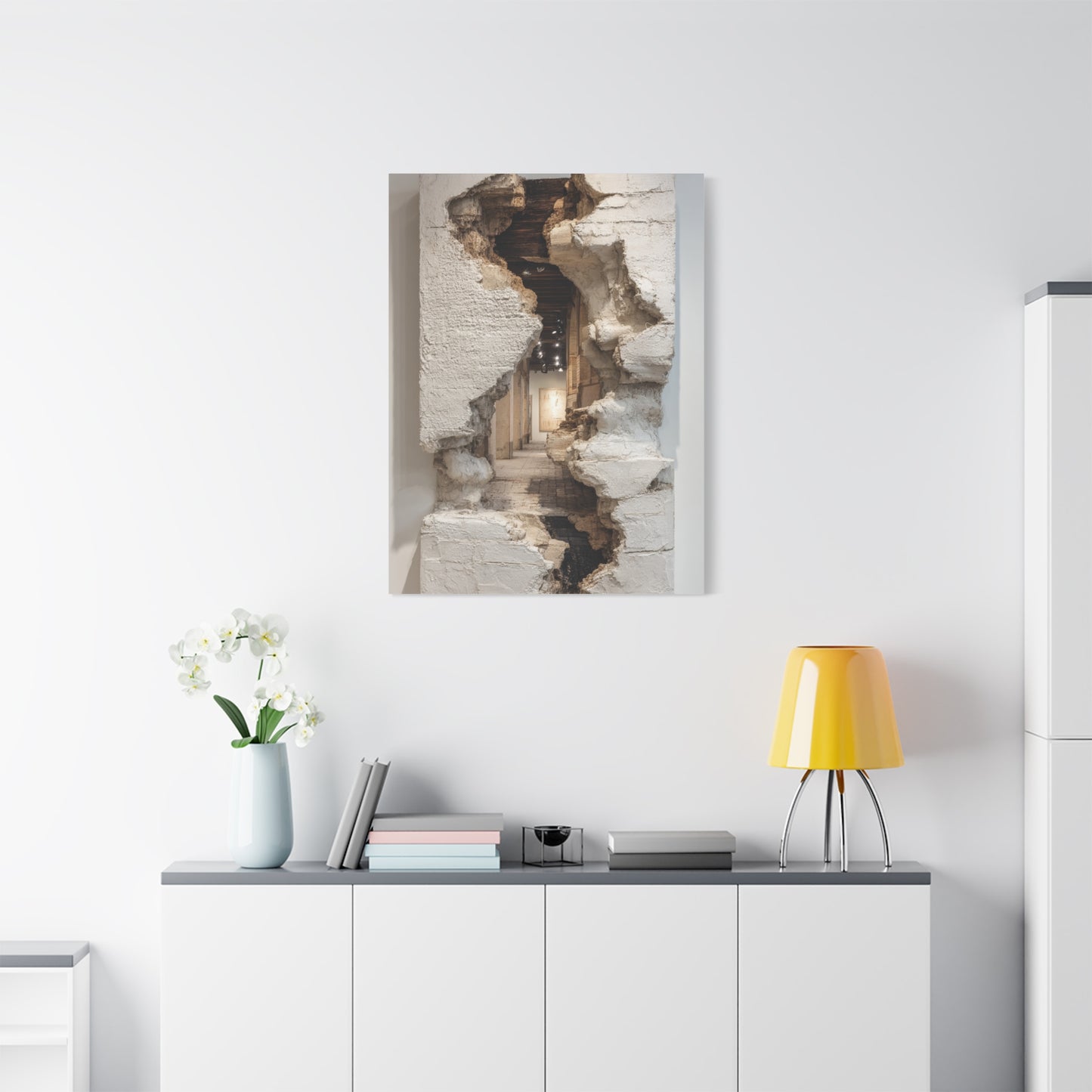 Sculptural Ruptured Wall Passage Wall Art & Canvas Print