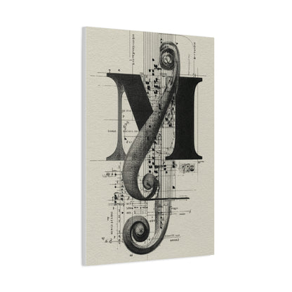 Musical Serif Monogram Illustration Wall Art & Canvas Print