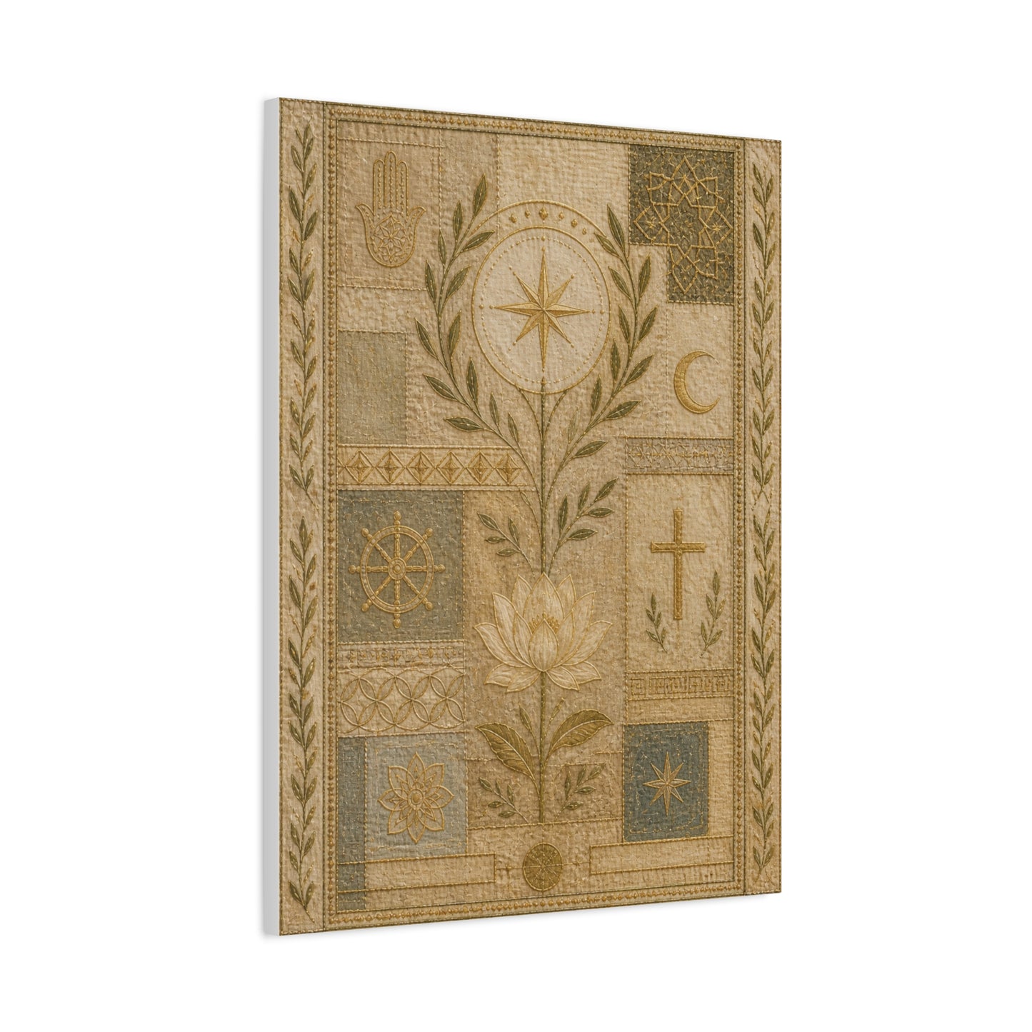 Interfaith Sacred Symbol Textile Wall Art & Canvas Print