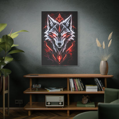Futuristic Neon Wolf Emblem Geometric Wall Art & Canvas Print