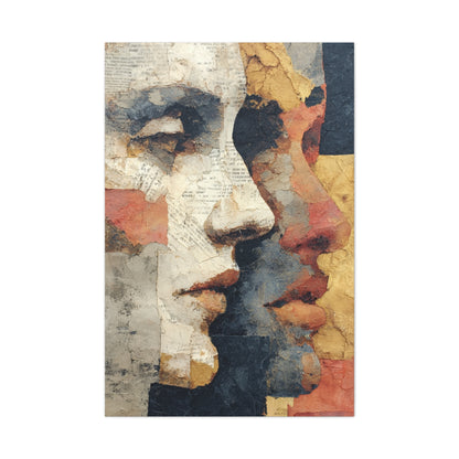 Dual Faces Collage Abstraction Wall Art & Canvas Print