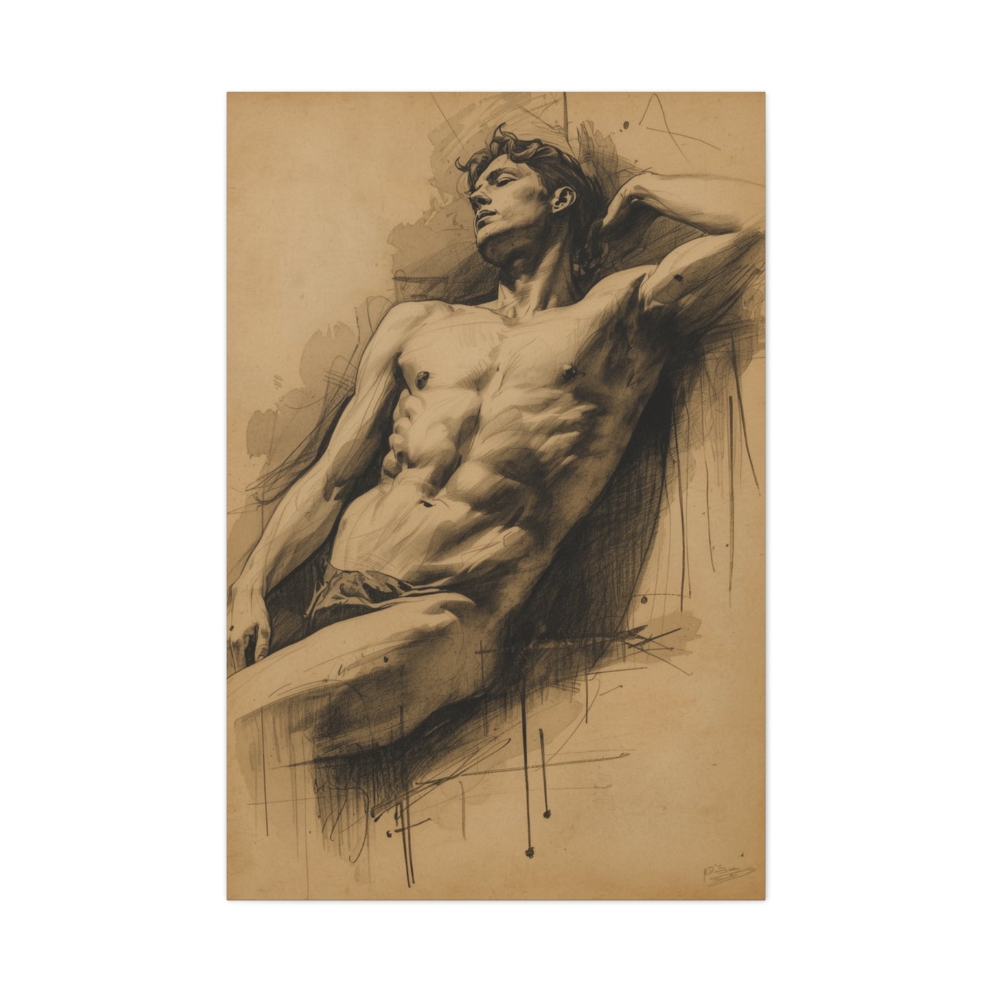 Charcoal Expression Male Study Wall Art & Canvas Print