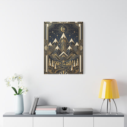 Art Deco Golden Alpine Skyline Wall Art & Canvas Print