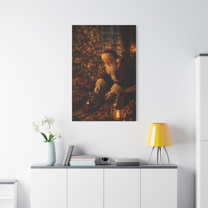Santa and the Vintage Toy Train Wall Art & Canvas Print