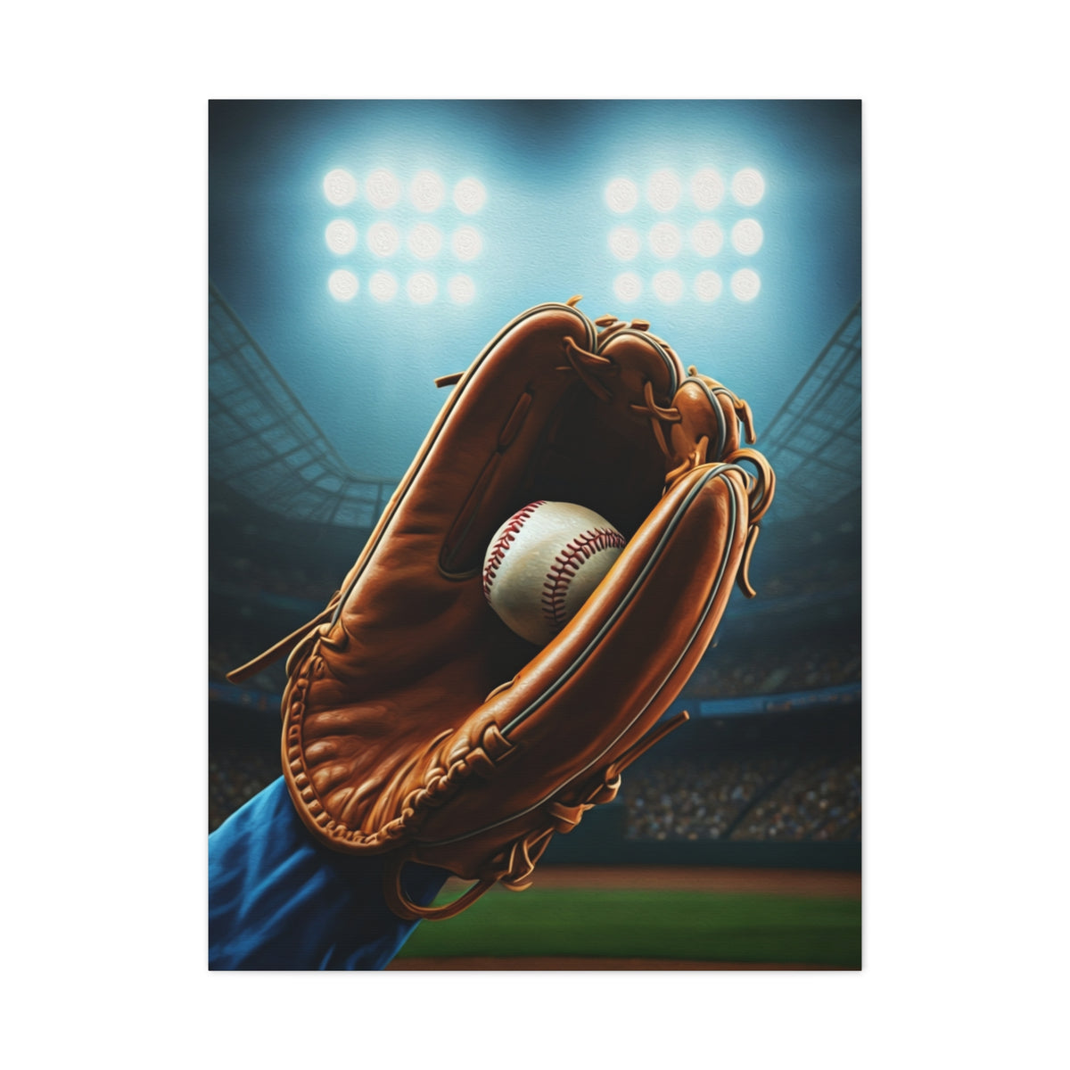 Baseball Glove Catch Under Stadium Lights Wall Art & Canvas Prints