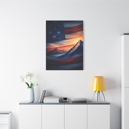Mountain Horizon American Flag Tribute Wall Art & Canvas Prints