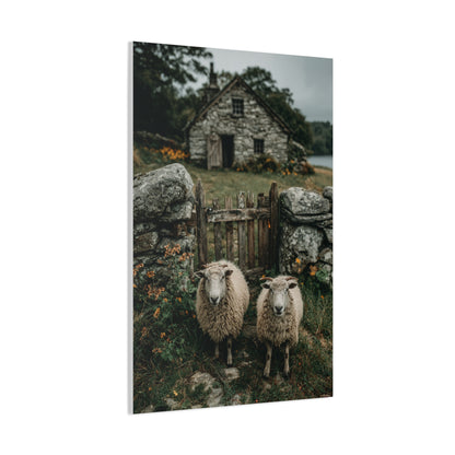 Sheep at Farmhouse Gate Wall Art & Canvas Print