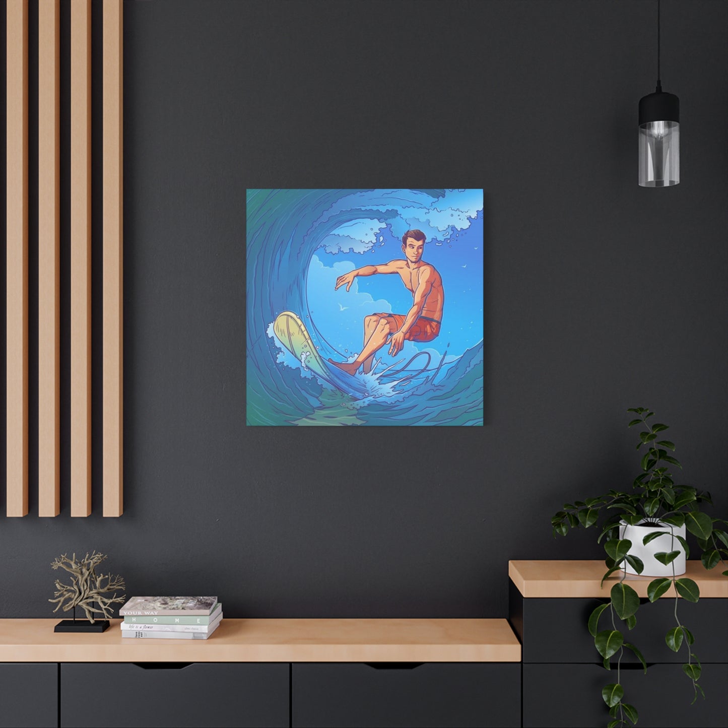 Wave Surfing Drawing Wall Art & Canvas Prints