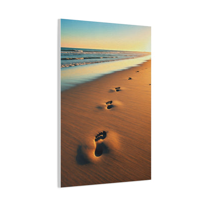 Golden Footprints in Sunset Sand Wall Art & Canvas Prints
