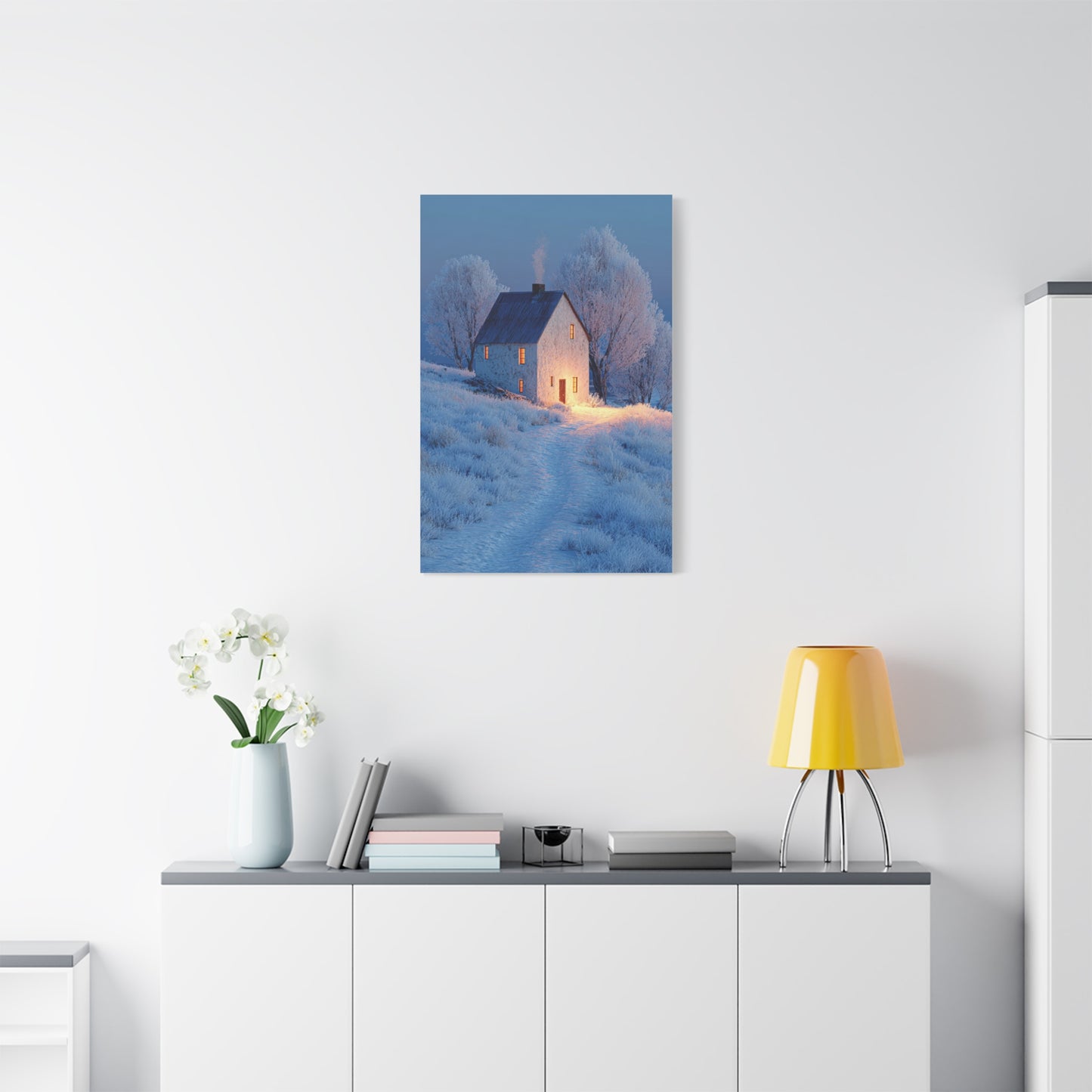Winter Farmhouse Blue Hour Wall Art & Canvas Print