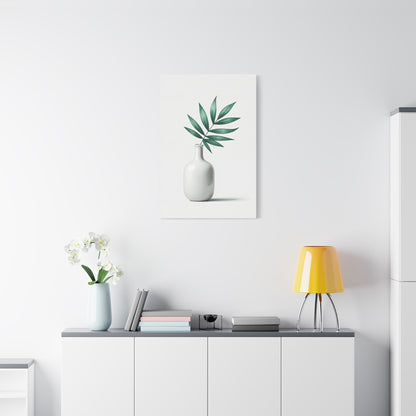 Minimal Vase with Green Leaves Wall Art & Canvas Prints