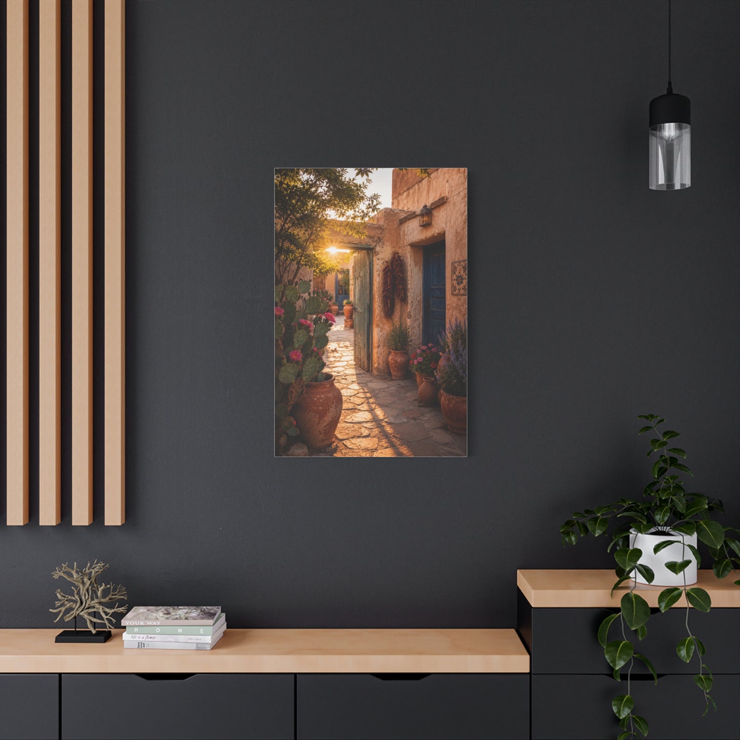 Santa Fe Adobe Courtyard Southwest Wall Art & Canvas Print