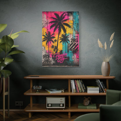 Neon Graffiti Palm Paradise Tropical Wall Art & Canvas Print