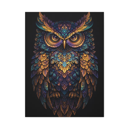 Jewel Feather Fractal Owl Wall Art & Canvas Print
