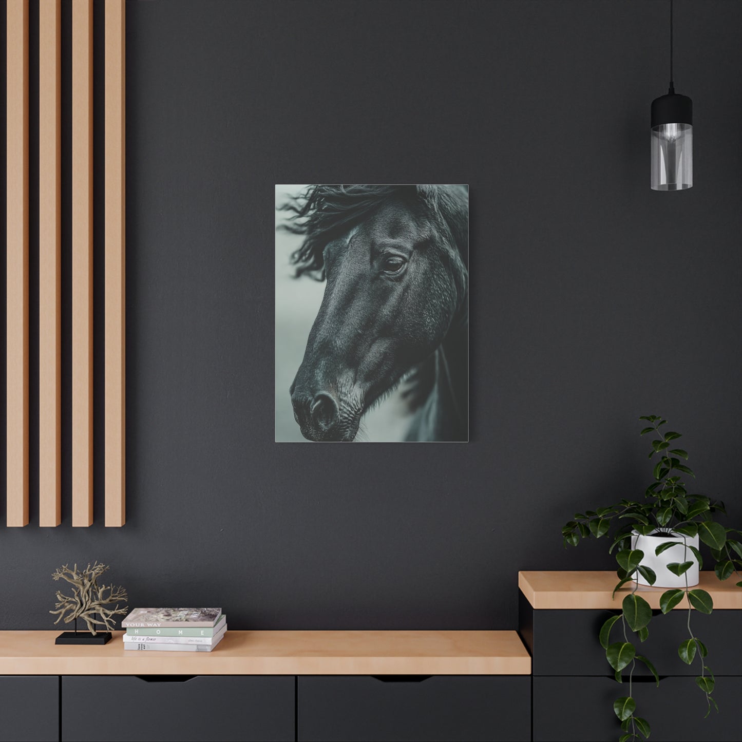 Black Stallion Close Portrait Wall Art & Canvas Print